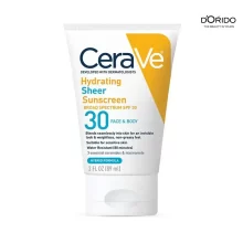 کرم ضد آفتاب و آبرسان صورت و بدن بی رنگ سراوی مدل CeraVe Hydrating Sheer Sunscreen Broad Spectrum SPF 30 for Face & Body حجم 89 میل